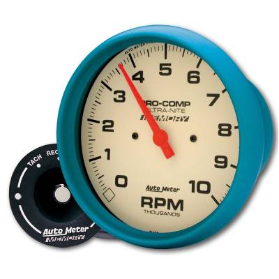 Auto Meter Gauge; Tach; 5in.; 10k RPM; In-Dash; w/Peak Memory; Glow in Dark; Ultra-Nite 4594