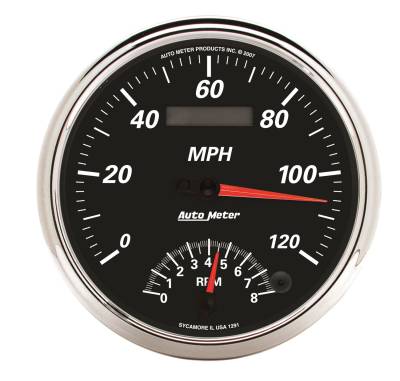 Auto Meter Gauge; Tach/Speedo; 5in.; 120mph/8k RPM; Elec. Program; Designer Black II 1291