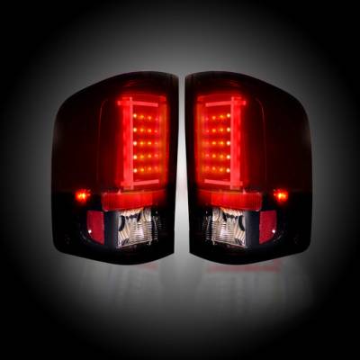 Recon Lighting - Chevy Silverado 07-13 1500 (2nd GEN Single-Wheel & 07-14 Dually) & GMC Sierra 07-14 (Dually Only) 2nd GEN Body Style OLED TAIL LIGHTS - Dark Red Smoked Lens - Image 2