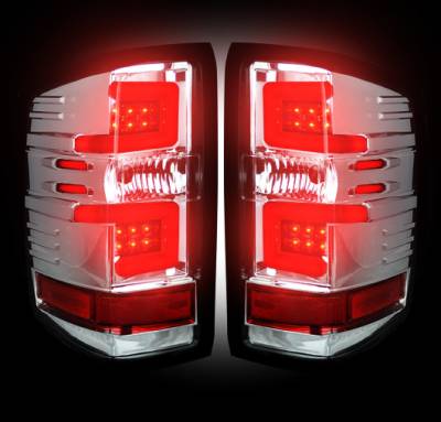 Recon Lighting - Chevy Silverado 14-17 1500/2500/3500 (Fits 3rd GEN All Body Styles Chevy Silverado & GMC Sierra 15-17 Dually ONLY) LED TAIL LIGHTS - Clear Lens - Image 2