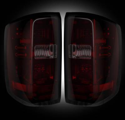 Recon Lighting - Chevy Silverado 14-15 1500 (Fits 3rd GEN All Body Styles Chevy Silverado & GMC Sierra 15-16 Dually ONLY) LED TAIL LIGHTS - Dark Red Smoked Lens - Image 2