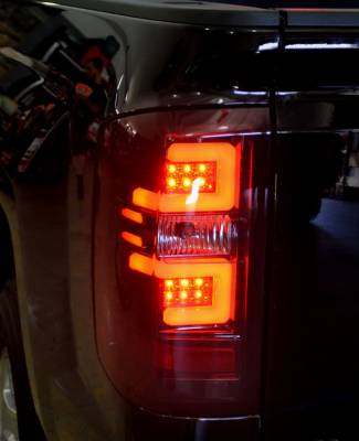 Recon Lighting - Chevy Silverado 14-15 1500 (Fits 3rd GEN All Body Styles Chevy Silverado & GMC Sierra 15-16 Dually ONLY) LED TAIL LIGHTS - Dark Red Smoked Lens - Image 3