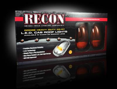 Recon Lighting - Dodge 03-15 Heavy-Duty 2500 & 3500 (5-Piece Set) Amber Cab Roof Light Lens with Amber LED's - Complete Kit With Wiring & Hardware - Image 3