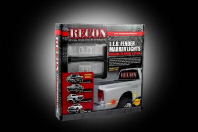 Recon Lighting - Dodge 94-01 RAM Dually Fender Lenses (4-Piece Set) w/ 2 Red LED Lights & 2 Amber LED Lights - Clear Lens w/ Chrome Trim - Image 3