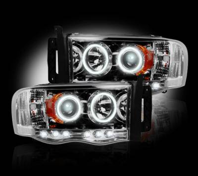 Recon Lighting - Dodge RAM 02-05 1500/2500/3500 PROJECTOR HEADLIGHTS - Clear / Chrome - Image 2