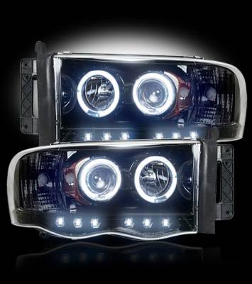 Recon Lighting - Dodge RAM 02-05 1500/2500/3500 PROJECTOR HEADLIGHTS - Smoked / Black - Image 2