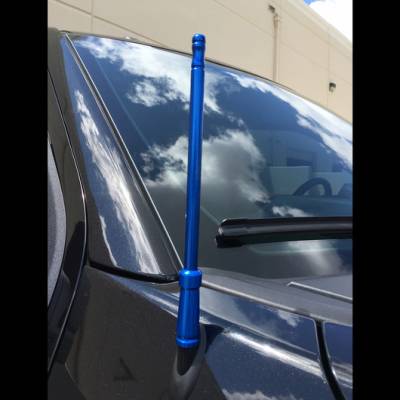 Recon Lighting - Extended Range Aluminum 12" Shorty Antenna - Universal Fitment Fits All Makes & Models w/ OEM Factory Threaded Antenna - BLUE - Image 2