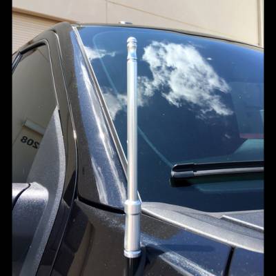 Recon Lighting - Extended Range Aluminum 12" Shorty Antenna - Universal Fitment Fits All Makes & Models w/ OEM Factory Threaded Antenna - BRUSHED ALUMINUM - Image 2