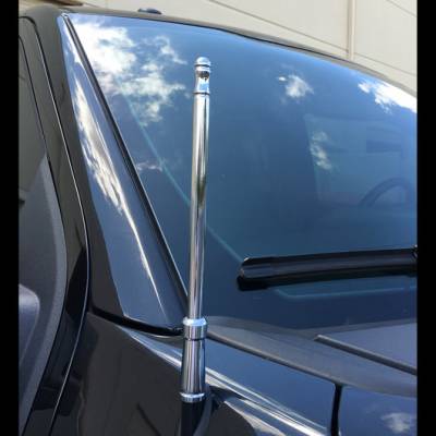 Recon Lighting - Extended Range Aluminum 12" Shorty Antenna - Universal Fitment Fits All Makes & Models w/ OEM Factory Threaded Antenna - CHROME - Image 2