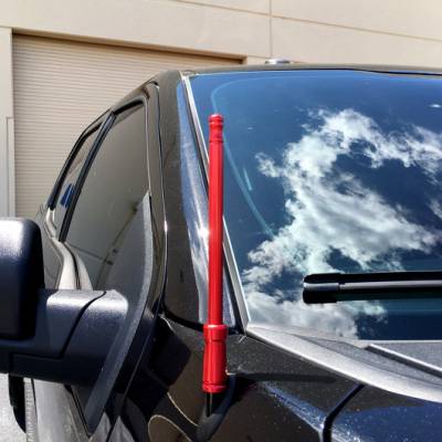 Recon Lighting - Extended Range Aluminum 12" Shorty Antenna - Universal Fitment Fits All Makes & Models w/ OEM Factory Threaded Antenna - RED - Image 2