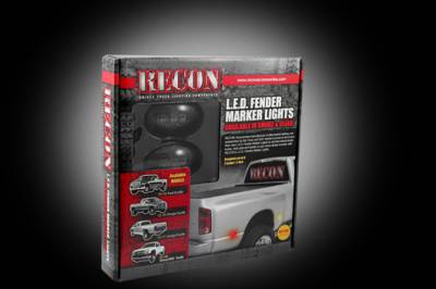 Recon Lighting - Ford 99-10 Superduty Dually Fender Lenses (4-Piece Set) w/ 2 Red LED Lights & 2 Amber LED Lights - Smoked Lens w/ Black Trim - Image 3