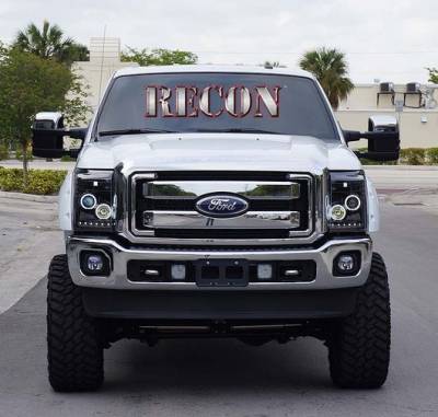 Recon Lighting - Ford Superduty 11-15 F250/F350/F450/F550 PROJECTOR HEADLIGHTS w/ CCFL HALOS & DRL - Smoked / Black - Image 3