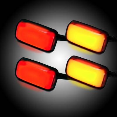 Recon Lighting - GMC & Chevy 15-16 Sierra & Silverado (3rd GEN) Dually Fender Lenses (4-Piece Set) w/ 2 Red LED Lights & 2 Amber LED Lights - Smoked Lens w/ Black Trim - Image 3