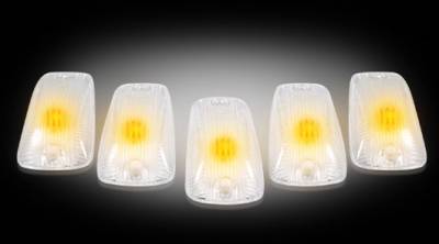 Recon Lighting - GMC & Chevy 88-02 CK Heavy-Duty (5-Piece Set) Clear Cab Roof Light Lenses Only & Amber 194 LED Bulbs - Image 2