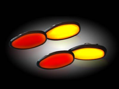Recon Lighting - GMC & Chevy 99-14 Sierra & Silverado (1st & 2nd GEN) Dually Fender Lenses (4-Piece Set) w/ 2 Red LED Lights & 2 Amber LED Lights - Smoked Lens w/ Black Trim - Image 2