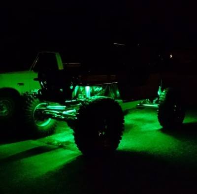 Recon Lighting - Under Body / Wheel Well Mounted Rectangular Ultra High Power 15-Watt 1600-Lumen CREE LEDs IP67 Waterproof (Includes Wiring Hardware & Gaskets for 4pc Kit - Dimensions: L x H x D = 3.0" x 1.7" x 1.0") - GREEN - Image 2