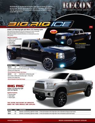 Recon Lighting - 62" BIG RIG ICE LED Running Light Kit in Amber w White LED Courtesy Light - 2 Piece Set Includes Left & Right Side (Fits all Extended & Quad Cab Trucks) - Image 3