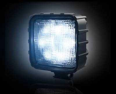 Recon Lighting - 3500 Lumen LED Driving / Utility Light w/ Impact Resistant Square Shaped Housing & Six 6000K White LEDs - Sold Individually - Black Chrome Internal Housing with Clear Lens w/ Black Reinforced Housing - Dimensions are (LxWxH) 4.25" x 2.50" x 4.25" - Image 2