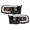 Lighting - Head Lights - Recon Lighting - Dodge RAM 02-05 1500/2500/3500 PROJECTOR HEADLIGHTS w/ Ultra High Power Smooth OLED HALOS & DRL – Smoked / Black