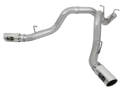 Exhaust Systems / Manifolds - DPF Back Duals - AFE - ATLAS 4 IN Aluminized Steel DPF-Back Exhaust System w/ Polished Tip GM Diesel Trucks 17-18 V8-6.6L (td) L5P