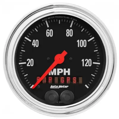 Auto Meter Gauge; Speedometer; 3 3/8in.; 140mph; GPS; Traditional Chrome 2480