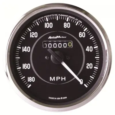 Auto Meter Gauge; Speedometer; 4in.; 180mph; Mechanical (Reverse Rotation); Cobra 201005