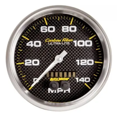Auto Meter Gauge; Speedometer; 5in.; 140mph; GPS; Carbon Fiber 4881