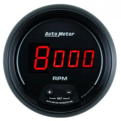 Auto Meter Gauge; Tach; 3 3/8in.; 10k RPM; In-Dash; Digital; Black Dial w/Red LED 6397